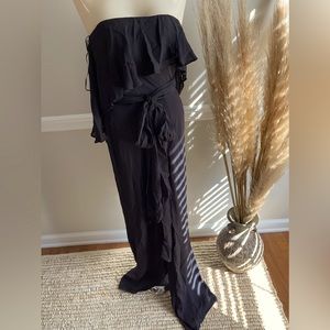 Halston Heritage glamorous jumpsuit showcases sleeveless elegant back chiffon